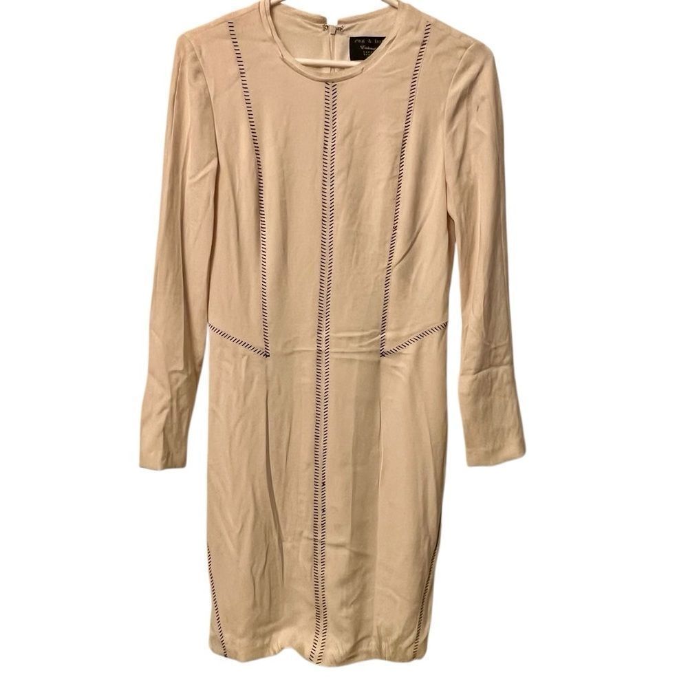 Rag & Bone Raj Cream Black Long Sleeve Sheath Dress Classic Career 2